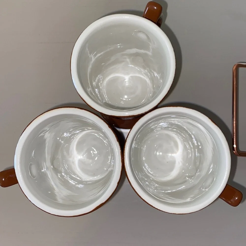Vintage Hall Pottery 1273 Brown Coffee Pedestal Mugs